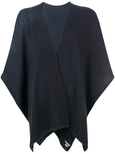 Hemisphere Cashmere Knitted Cape In Blue