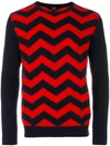 Mp Massimo Piombo Chevron Wool Knit Sweater In Blue/red