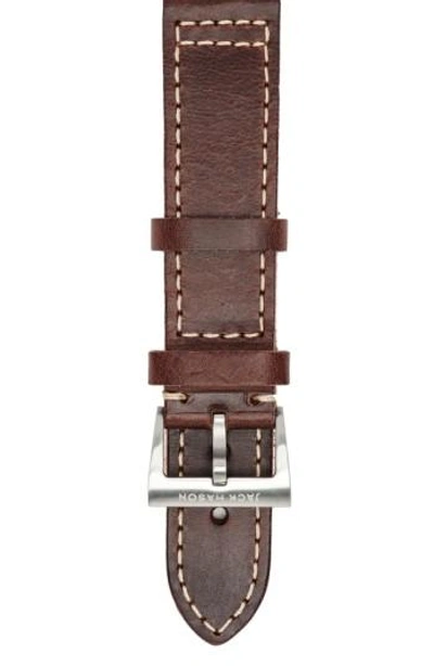 Jack Mason Leather Watch Strap, 22mm In Brown