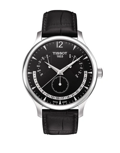 Tissot Tradition Calendar Leather Strap Watch, 42mm In Black