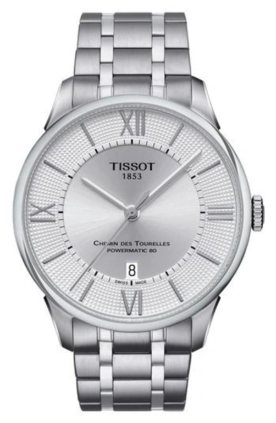 Tissot Chemin Des Tourelles Automatic Bracelet Watch, 42mm In Silver