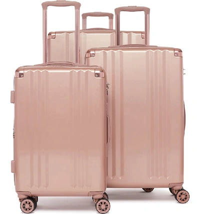 Calpak Ambeur 3-piece Metallic Luggage Set In Rose Gold