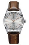 Hamilton Men's Swiss Automatic Spirit Of Liberty Brown Calf Leather Strap Watch 42mm H42415551 In Silver/brown
