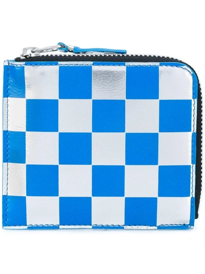 Comme Des Garçons Checked Wallet In Blue