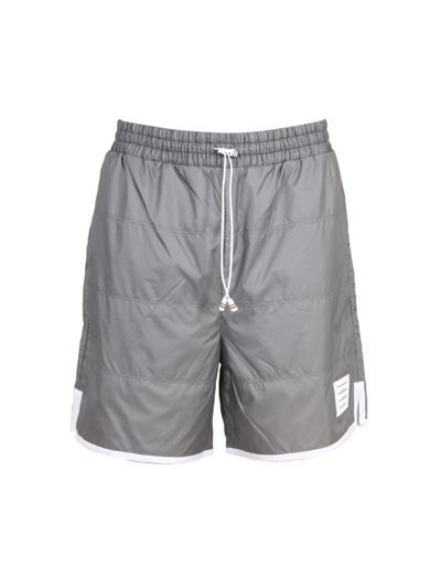 Thom Browne Ripstop Track Shorts In Silver 045