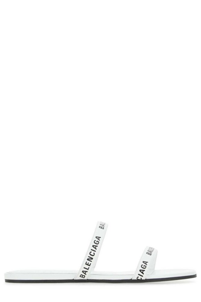 Balenciaga Logo-print Strappy Sandals In Bianco
