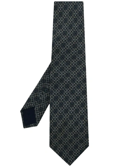 Pre-owned Lanvin Patterned Jacquard Silk Tie In Blue
