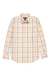 Nordstrom Kids'  Poplin Button-up Shirt In Ivory- Coral Plaid