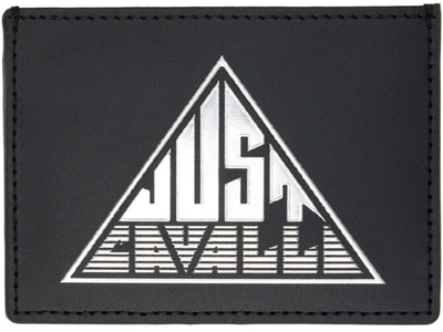Just Cavalli Black Calfskin Card Holder In 900 Blackpr227