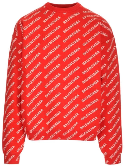 Balenciaga Logo Monogra Sweatshirt In Red
