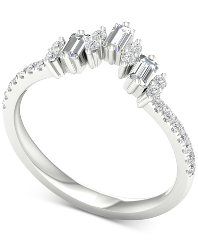 Macy's Diamond Baguette & Round Band (1/3 Ct. T.w.) In 14k White Gold