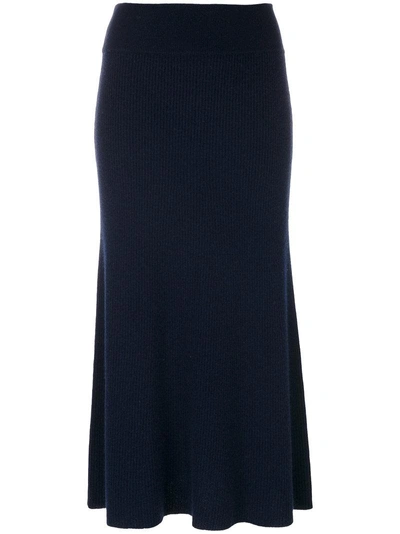 Cashmere In Love Midi Knit Skirt In Blue