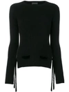 Cashmere In Love Cashmere Velvet Belt Sweater In Black