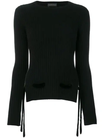 Cashmere In Love Cashmere Velvet Belt Sweater In Black