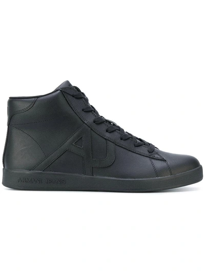 Armani Jeans Hi-top Lace Up Sneakers - Black