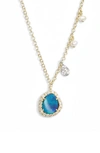 Meira T Mini Stone Diamond Pendant Necklace In Yellow Gold/ Opal
