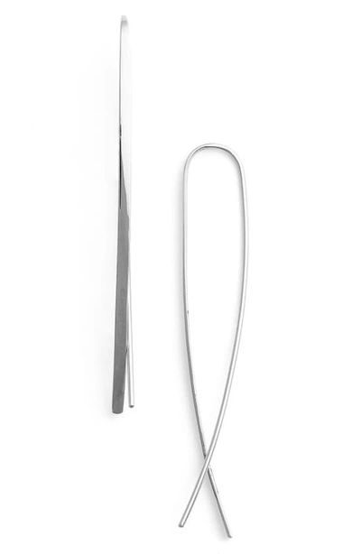 Lana Jewelry Mini Narrow Flat Upside Down Hoop Earrings In White Gold