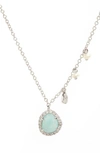 Meira T Mini Stone Diamond Pendant Necklace In White Gold/ Amazonite