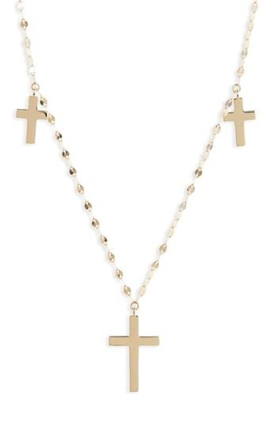 Lana Jewelry Bond Triple Cross Charm Necklace In Yellow Gold