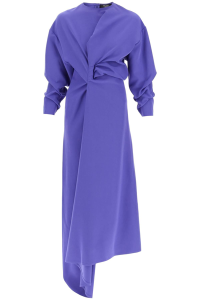 A.w.a.k.e. Asymmetric Draped Long Dress In Purple