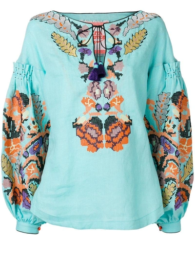 Yuliya Magdych Harvest Embroidered Top In Blue