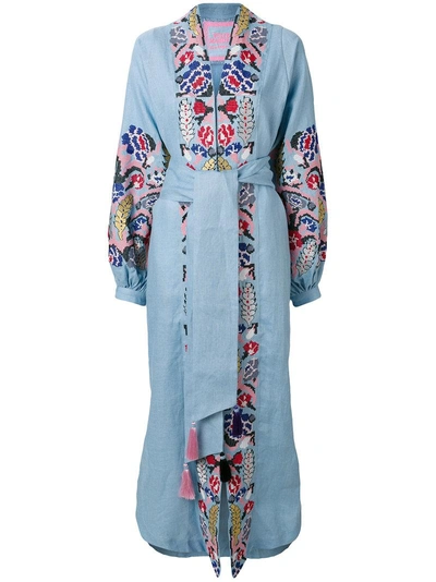 Yuliya Magdych Harvest Embroidered Wrap Dress In Blue