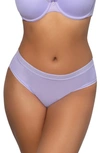 Curvy Couture Sheer Mesh High Cut Briefs In Lavender Mist