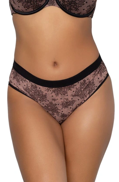 Curvy Couture Sheer Mesh High Cut Briefs In Chantilly