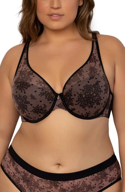 Curvy Couture Underwire Plunge Bra In Chantilly