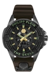 Philipp Plein The $kull Silicone Strap Watch, 44mm In Gray/brown