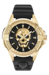 Philipp Plein The $kull Silicone Strap Watch, 44mm In Gold/black