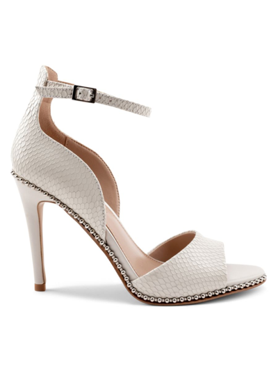 Bcbgeneration Women's Jessika Snakeskin-embossed Leather Dress Sandals In Pearl