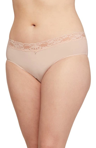Montelle Intimates High Cut Lace Briefs In Champagne