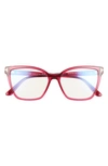 Tom Ford 53mm Butterfly Blue Light Blocking Glasses In Transparent Fuchsia