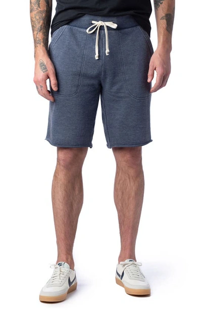 Alternative Victory Washed French Terry Cutoff Shorts In Dark Navy