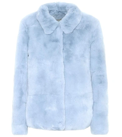 Yves Salomon Fur Jacket In Blue
