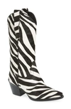 Jeffrey Campbell Dagget Genuine Calf Hair Western Boot In Big Black White Zebra
