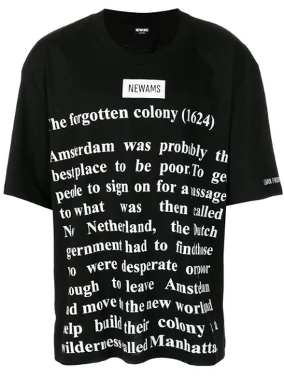 Newams Script Print T-shirt - Black