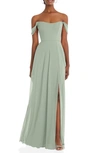 After Six Off The Shoulder Evening Gown In Grey
