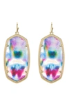 Kendra Scott Danielle Pendant Earrings In Gold Teal Tie Dye Illusion