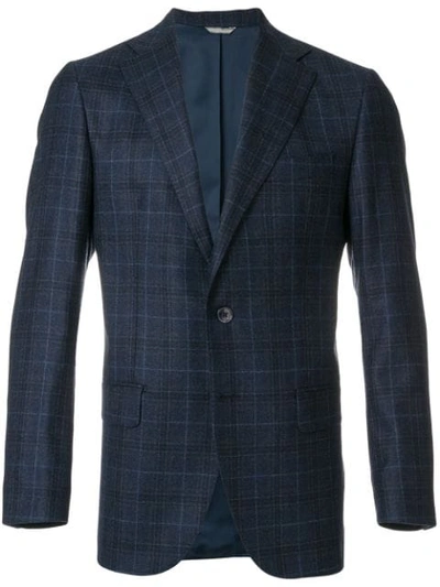 Fashion Clinic Timeless Checked Blazer In Blue
