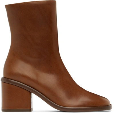Chloé Meganne Block-heel Leather Ankle Boots In Brown
