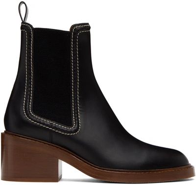 Chloé Mallo Leather Ankle Chelsea Boots In Noir