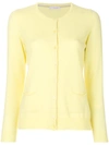 Le Tricot Perugia Round Neck Cardigan In Yellow