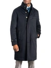 Norwegian Wool Long Cashmere Down Topcoat In Navy