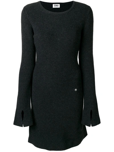 Sonia By Sonia Rykiel Long Sleeved Knitted Dress - Grey