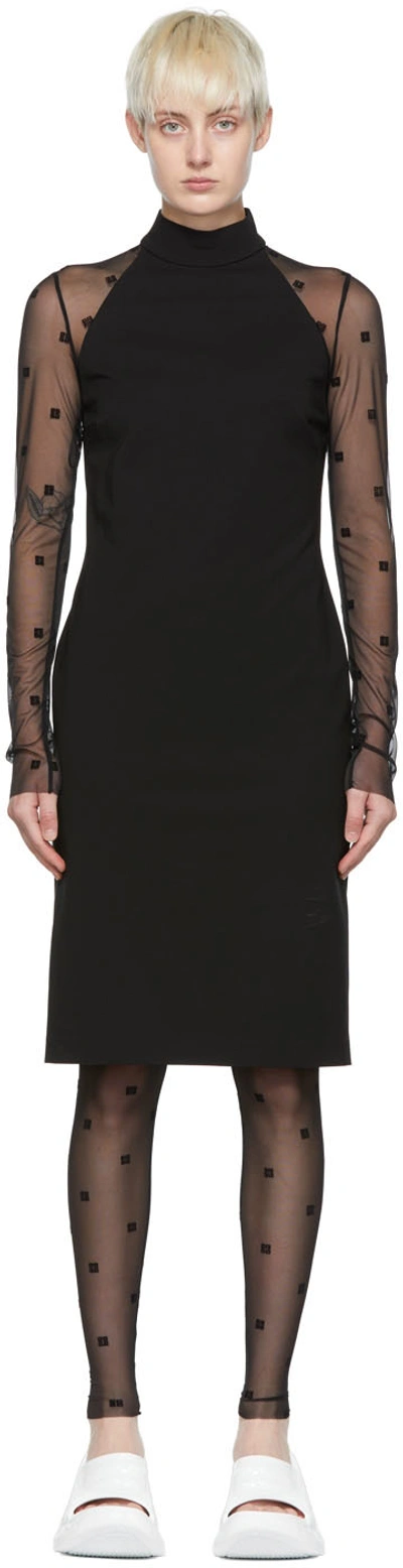 Givenchy Sheer-sleeved Tailored Dress In Black