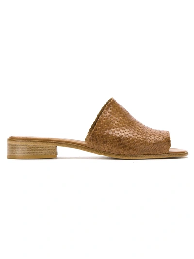Sarah Chofakian Leather Mules In Brown