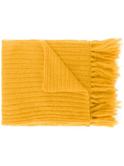 Mp Massimo Piombo Fringed Scarf In Yellow