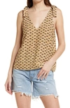 Treasure & Bond Tie Shoulder Tank In White Kimono Foulard